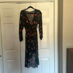 XL gray and red floral dress